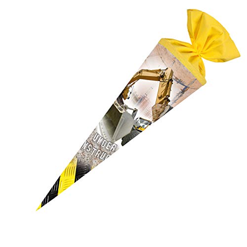 Nestler 5700422 - Schultüte Baustelle, 70 cm, rund, mit Verschluss aus Filz von Nestler