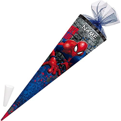 Nestler personalisiert mit Name und Kunststoffspitze - 6859416 Schultüte Spiderman, 85 cm 6-eckig von Nestler