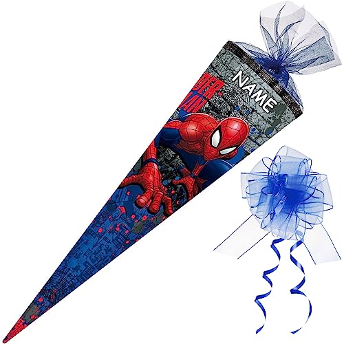 Nestler personalisiert mit Name und Schleife - 6859416 Schultüte Spiderman, 85 cm 6-eckig von Nestler