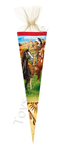 Schultüte / Zuckertüte / Länge: 35cm / rund / "Cowboy und Indianer" von Nestler