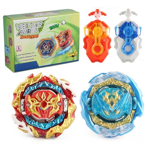 Netoke Bey Gyro Blade Burst Turbo Set, 4D Metall Fusion Kampf Kreisel, Mit Battling Top Launcher, Geschenk-Sets,(B-188-1+B-188-2) von Netoke