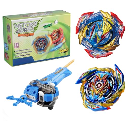 Netoke Gyro Burst Kreisel Set, 4D Metall Fusion Kampf Kreisel, Mit Battling Launcher Geschenk-Set, Jugendkampfspiele Wettbewerbsspielzeug, Modelle:B-163+B-193 von Netoke