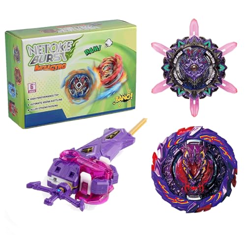 Netoke Gyro Burst Kreisel Set, 4D Metall Fusion Kampf Kreisel, Mit Battling Launcher Geschenk-Set, Jugendkampfspiele Wettbewerbsspielzeug, Modelle:B-169+B-186 von Netoke