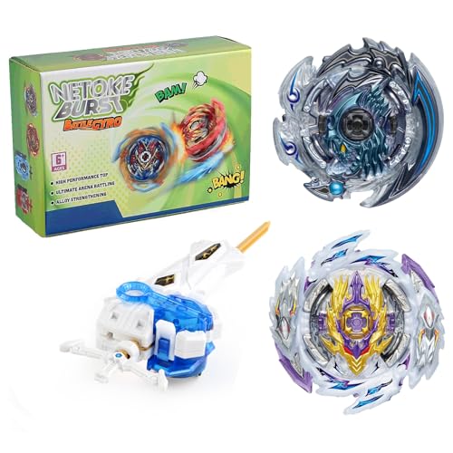 Netoke Gyro Burst Kreisel Set, 4D Metall Fusion Kampf Kreisel, Mit Battling Launcher Geschenk-Set, Jugendkampfspiele Wettbewerbsspielzeug, Modelle:B-176+B-168 von Netoke