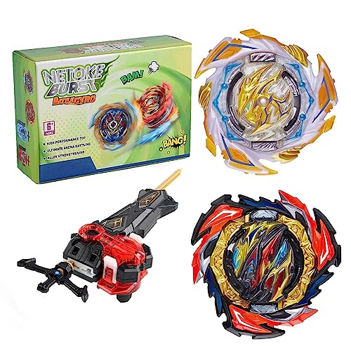 Netoke Gyro Burst Kreisel Set, 4D Metall Fusion Kampf Kreisel, Mit Battling Launcher Geschenk-Set, Jugendkampfspiele Wettbewerbsspielzeug, Modelle:B-191-1+B-191-3 von Netoke