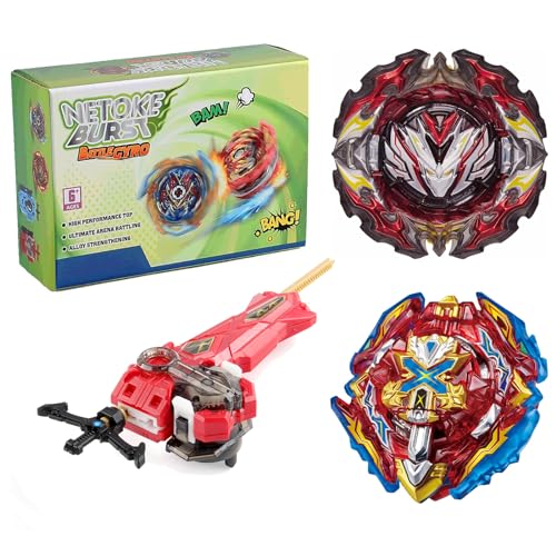 Netoke Gyro Burst Kreisel Set, 4D Metall Fusion Kampf Kreisel, Mit Battling Launcher Geschenk-Set, Jugendkampfspiele Wettbewerbsspielzeug, Modelle:B-195+B-200 von Netoke