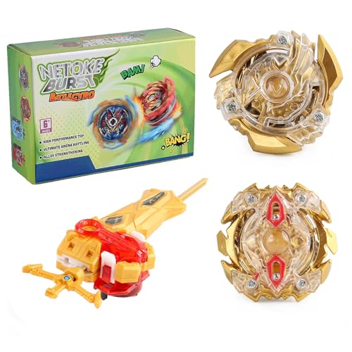 Netoke Gyro Burst Kreisel Set, 4D Metall Fusion Kampf Kreisel, Mit Battling Launcher Geschenk-Set, Jugendkampfspiele Wettbewerbsspielzeug, Modelle:B-59+B-34 von Netoke