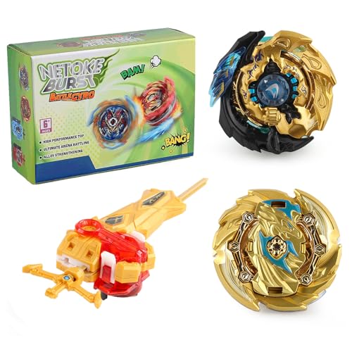 Netoke Gyro Burst Kreisel Set, 4D Metall Fusion Kampf Kreisel, Mit Battling Launcher Geschenk-Set, Jugendkampfspiele Wettbewerbsspielzeug, Modelle:B-85+B-148 von Netoke