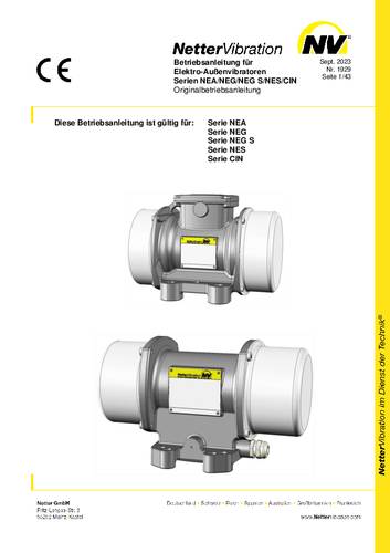 Netter Vibration NEG 5020 Elektro-Vibrator 230 V/400V 3000 U/min 197 N 0.035kW von Netter Vibration