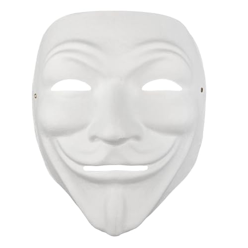 Netuno 12x Blanko-Masken Anonymous Weiß Pappmasken blank zum selbst Bemalen Gestalten Maskerade-Masken Gesichtsmasken Papiermasken für Karneval Cosplay Halloween Kostüm Party Masken Halbmasken basteln von Netuno