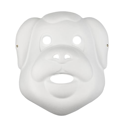 Netuno 1x Blanko-Masken Hund weiße Pappmaske blank zum selbst Bemalen Gestalten Maskerade-Masken Gesichts Masken Karneval Cosplay Halloween Kostüm Papp Art Masken Blankomasken zum selber Gestalten von Netuno