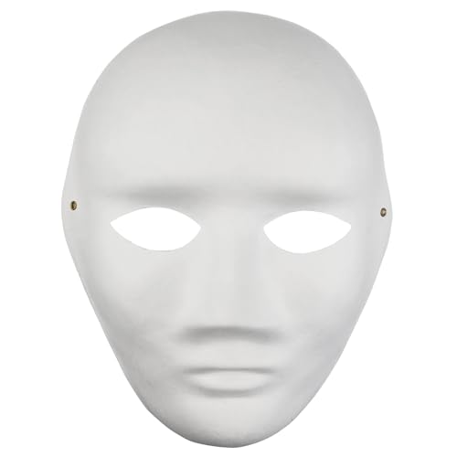 Netuno 1x Blanko-Masken Mensch groß Weiß Pappmasken blank zum selbst Bemalen Gestalten Maskerade-Masken Gesichtsmasken Papiermasken für Karneval Cosplay Halloween Kostüm Party Masken Halbmasken von Netuno