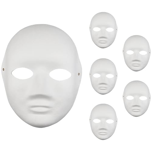 Netuno 6x Blanko-Maske Mensch klein blank zum selbst Bemalen Gestalten Maskerade-Masken Gesichtsmasken Papiermasken für Karneval Cosplay Halloween Kostüm Party Masken Theatermaske von Netuno