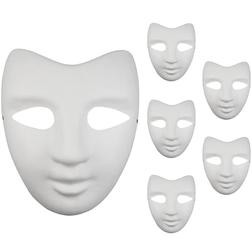 Netuno 6x Blanko-Masken Theater Weiß Pappmasken blank zum selbst Bemalen Gestalten Maskerade-Masken Gesichtsmasken Papiermasken für Karneval Cosplay Halloween Kostüm Party Masken Theatermaske von Netuno