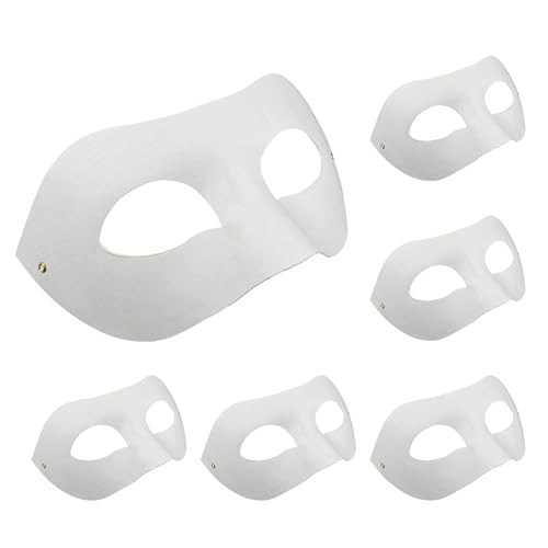 Netuno 6x Blanko-Masken Zorro Weiß Pappmasken blank zum selbst Bemalen Gestalten Maskerade-Masken Gesichtsmasken Papiermasken für Karneval Cosplay Halloween Kostüm Party Masken Zorro-Maske von Netuno