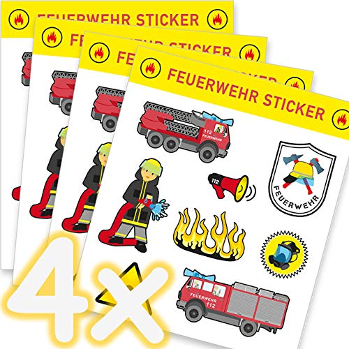 Neu: 32-teiliges Sticker-Set * Feuerwehr * als Mitgebsel, als Geschenk oder zum Basteln | Feuerwehrauto Aufkleber Bilder Kinder Kindergeburtstag Geburtstag von Neu: