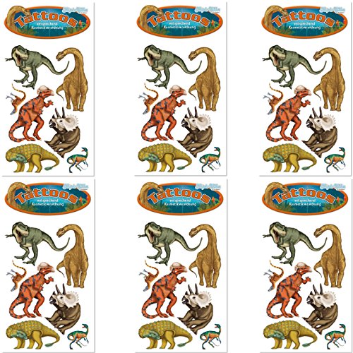 Neu: 6-teiliges Tattoo-Set * TAPIRELLA Dinos * vom Mauder-Verlag | Kinder Kindertattoo Kindergeburtstag Geburtstag Mitgebsel Geschenk Tiere Dinosaurier T-Rex von Neu: