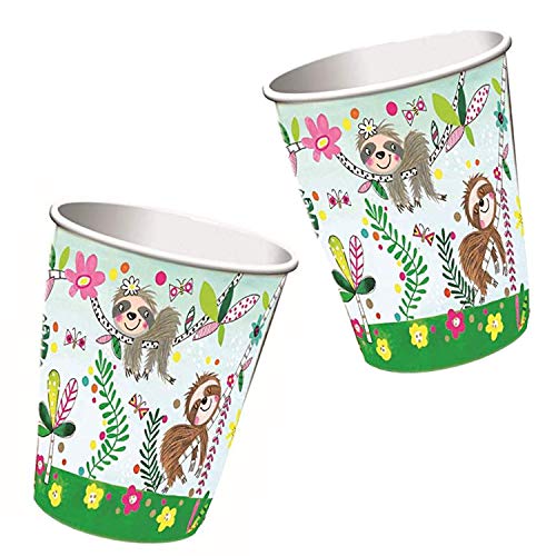 Neu: 8 Becher * Faultiere * für Kindergeburtstag und Motto-Party | Urwald Wald Faultier Tier Mottoparty Kinder faul Geburtstag Partybecher Pappbecher von Neu: