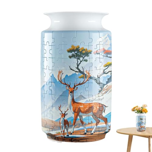 NevPuose 3D-Puzzle-Vase, Puzzle-Vase für Heimdekoration, Puzzle-Vase aus gebogenen Puzzleteilen, 3D-Puzzle, getrocknete Pflanzenvase, Schreibtischdekoration für Zuhause, Restaurant, Küche von NevPuose