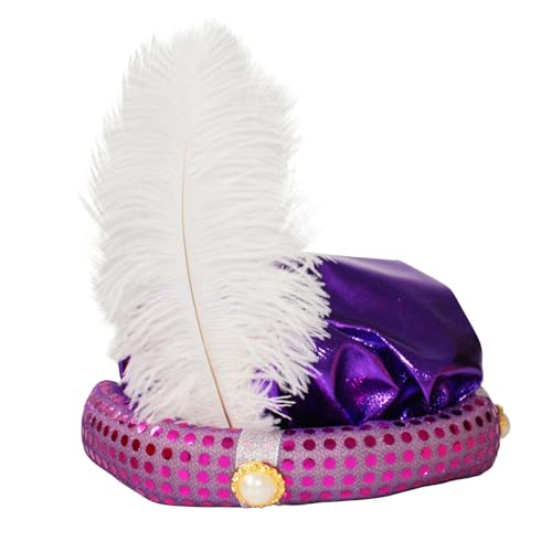 NevPuose Aladdin Kostümhut - Aladdin Sultan Hut, Aladdin Sultan Turban | Aladdin Hut, Kostümhut, Aladdin Hut Männer, Aladdin Adult Turban mit Feder und Pearl Shiny Paillon Design für Rollenspiele von NevPuose