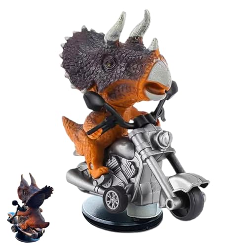 NevPuose Auto-Armaturenbrett-T-Rex-Ornament, Tyrannosaurus Rex-Auto-Ornament,Treibender Dinosaurier-Reit-Motorrad-| Kreatives Auto-Dinosaurier-Ornament, Dinosaurier-Reit-Motorrad-für Auto-Stil-Upgrade von NevPuose