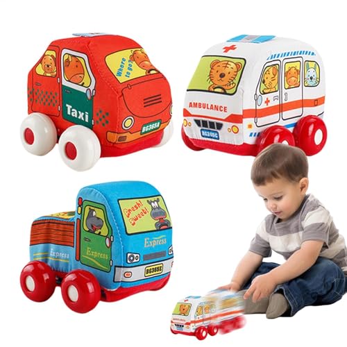 NevPuose Gefüllter Auto Plüsch - Bildungsspielzeug für Bildung, Babyplastwagen Plushie | Kleinkindspiel -Auto -Modell, Krankenwagen Taxi Plüsch, farbenfrohe interaktiv von NevPuose