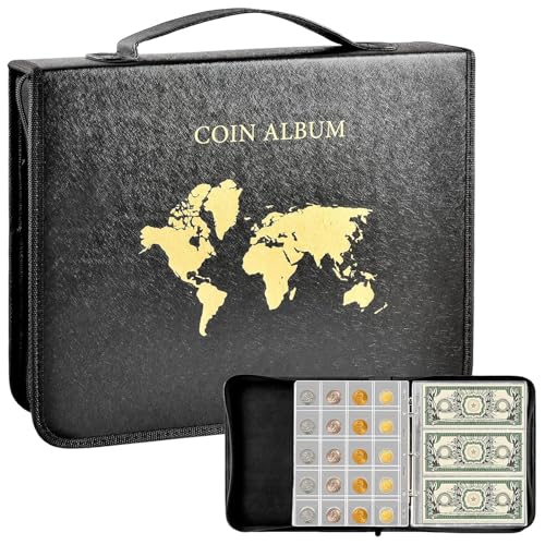 Paper Money Collection Album - Currency Collection Book, Coin Holder Album | Transparente Seiten, Tragbarer Sammlerspeicher, Sicherer Währungsorganisator, Langlebiges Banknote -Album, Keepsake Gift, B von NevPuose