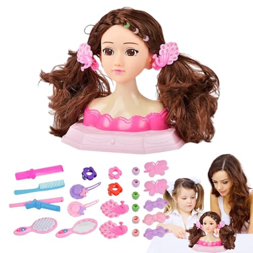 Puppenkopfhaarstyling -Set - tun Sie Play Styling Doll Kids, Make -up -Friseurübung Spielzeug | Pädagogische Schönheitssalonspielzeug, perfektes Geschenkgeburtstag, Weihnachten, Thanksgiving, Kinderta von NevPuose