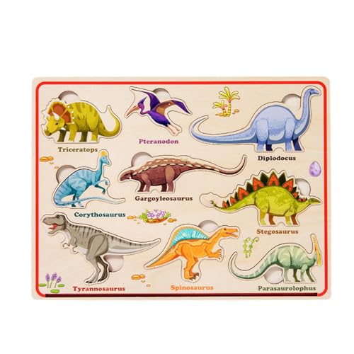 Nevalerra Hölzernem magnetisches Matching -Bildspiel, magnetische Rätsel für Kinder,Dinosaurier Farm Transportation Tier Peg Puzzle für | Bildungsspielzeug für Babys und Kinder von Nevalerra