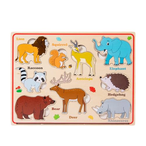 Nevalerra Hölzernem magnetisches Matching -Puzzle, Holzspielzeug magnetische Rätsel Kinder | Dinosaurier Farm Transport Tier Magnetpeg Puzzle | Bildungsspielzeug für Babys und Kinder von Nevalerra