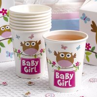 Kleine Eule "Baby Girl" Partybecher, 8 Stk von Neviti