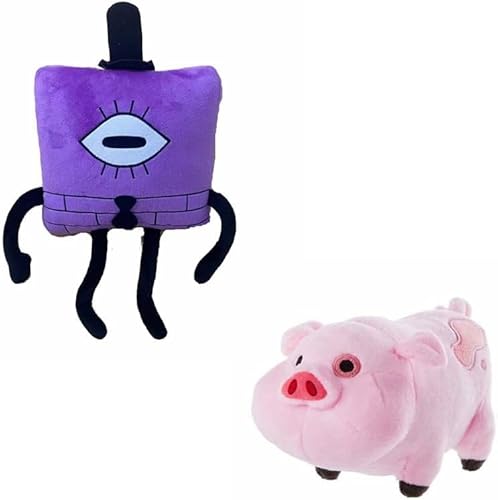 Nevstop Gravity Waterfall Plüschtier Bill Cipher Plüschtier Waddles Weich Rosa Schwein Plüsch für Kinder Geburtstag Weihnachten (2 Stück Waddles Pig+Tad Strange) von Nevstop