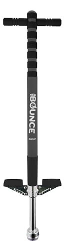 New Bounce Pogo-Stick für Kinder – Sprungstab, 40 bis 80 Lbs - Sport Edition, Qualität, einfacher Griff, Pogo-Stick für stundenlangen gesunden Spaß (Schwarz & Holzkohle) von New Bounce