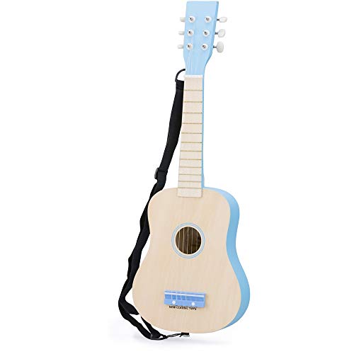 New Classic Toys - 10301 - Musikinstrument - Spielzeug Holzgitarre - Natur/Blau von New Classic Toys