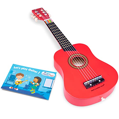 New Classic Toys - 10303 - Musikinstrument - Spielzeug Holzgitarre - De Luxe - Rot von New Classic Toys