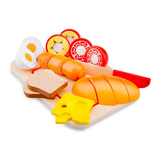 New Classic Toys - 10578 - Kinderrollenspiele - Schneideset Frühstück mit Brettchen - 10 Teile von New Classic Toys