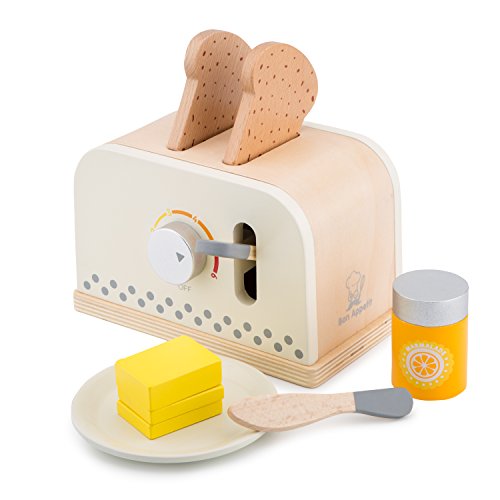 New Classic Toys B07C6T9ZTS 10706 Toaster mit Zubehör-Weiß, Multi Color, Weis von New Classic Toys