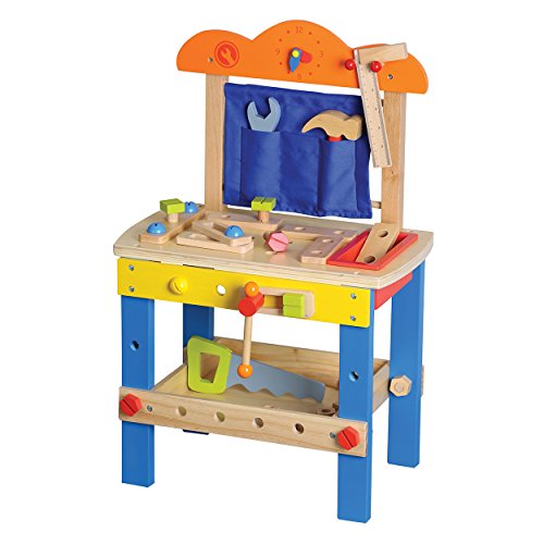 New Classic Toys L10157 Builder Carpentry Construction Work Bench, Multi Color, Blue von New Classic Toys