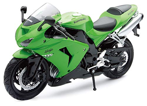 New Ray 42443 A - Kawasaki ZX 10 R / Honda CBR Motorrad, Miniaturfahrzeug, Maßstab 1:12, Grün / Schwarz von NewRay