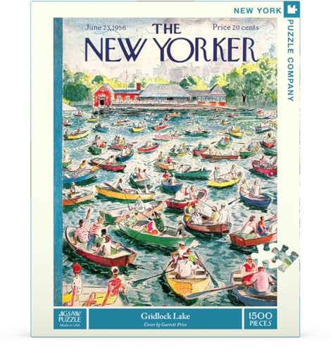 New York Puzzle Company Garrett Price New Yorker Gridlock Lake, 1500 Teile Puzzle für Familienspielabende von New York Puzzle Company