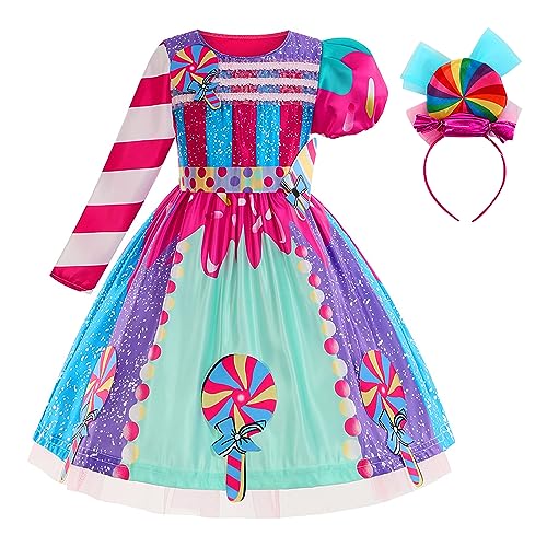 New front Candyland Tutu Dress Up für Mädchen Lollipop Kostüm für Rollenspiel Candy Prinzessin Kleid märchenhafte Welt Allerheiligen Multicolour，100 von New front