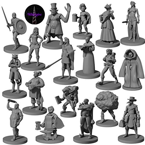 Newcombie 18 Miniaturen Townsfolk Hero für DND Miniaturen Bulk 28 mm & Dungeons and Dragons Miniaturen | für DND Minis und D&D Miniaturen Fan und Fantasy Miniaturen I Kampagneneinstellung & Quests von Newcombie