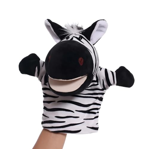 Handpuppen für Kinder,Weiche Plüsch Zoo Tier Puppe für Kinder Kleinkinder Jungen Mädchen,Für phantasievolles Spiel,Showtheater,Partyzubehör (große bewegliche Münder) Zebra 25cm von Newhope