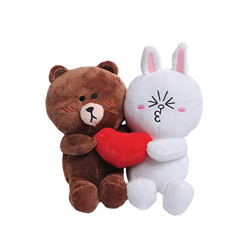 Newhope Plüschtier 20 cm, 2 Stück/Paar brauner Bär und Bunny Cony Puppen mit Herz für Hochzeitsgeschenk Mann Bär und Frau Kaninchen Plüschtiere für Braut und Bräutigam von Newhope