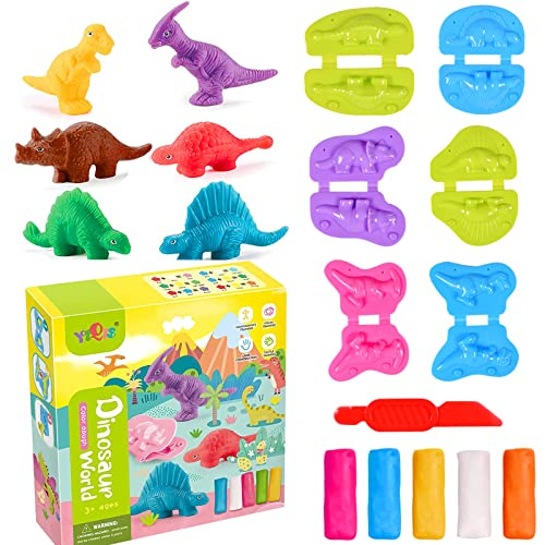 Newtic 12 Stück Knete Play Doh, Knete Zubehör für Kinder ab 3 4 5 Jahre, DIY Knetwerkzeug Dinosaurier Kinderspielzeug, Play Doh Knete Set, Pädagogisches Kreative Spielzeug Geschenk für Jungen Mädchen von Newtic