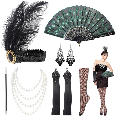 Newtic 20er Jahre Accessoires, 20er Jahre Kostüm, Gatsby Accessoires Damen, Damen 1920s Kostüm Damen Flapper Set von Newtic