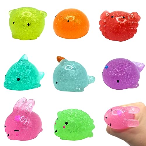 Newtic 8 Stück Glitter Squishy Spielzeug, Mochi Squeeze Spielzeug für Kinder, Tiere Stress Reliever Ball, Squishy Fidgets Spielzeug für Party Favors Weihnachten Geburtstag Geschenk von Newtic