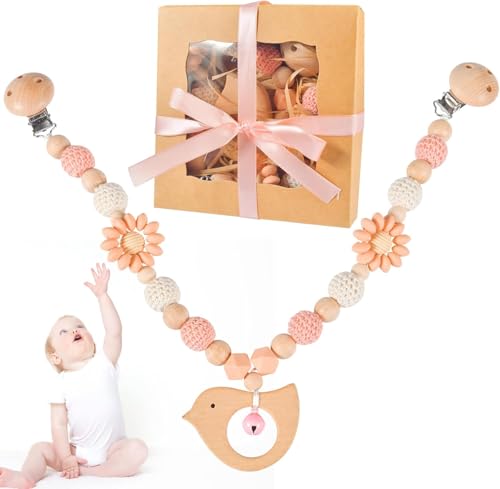 Newtic Kinderwagen Kette Holz Kinderwagen Kette für Babys Kinderwagenspielzeug für Babys Babyspielzeug und Geschenken, Kinderwagenspielzeug für Babys und Kleinkinder ab 0+ Monaten von Newtic