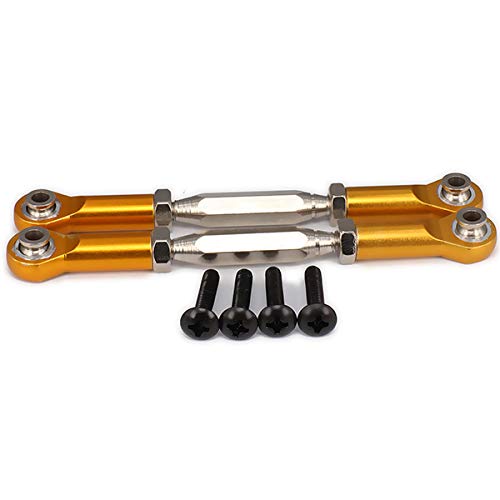 NexaPart RC-Zubehör 2 stücke Aluminium Einstellbare Servo Linkage Ziehen Lenkung Stangen Arme M4 Gewinde 3mm Loch 83-97mm Lange for 1/10 RC Modell Auto Hop-Up Teile(Yellow) von NexaPart