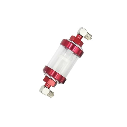 NexaPart RC-Zubehör Hydraulikölfilter CNC Metall transparent for 1/12 RC Hydraulikbagger Bulldozer Loader DIY Upgrade Autoteile(Rood) von NexaPart